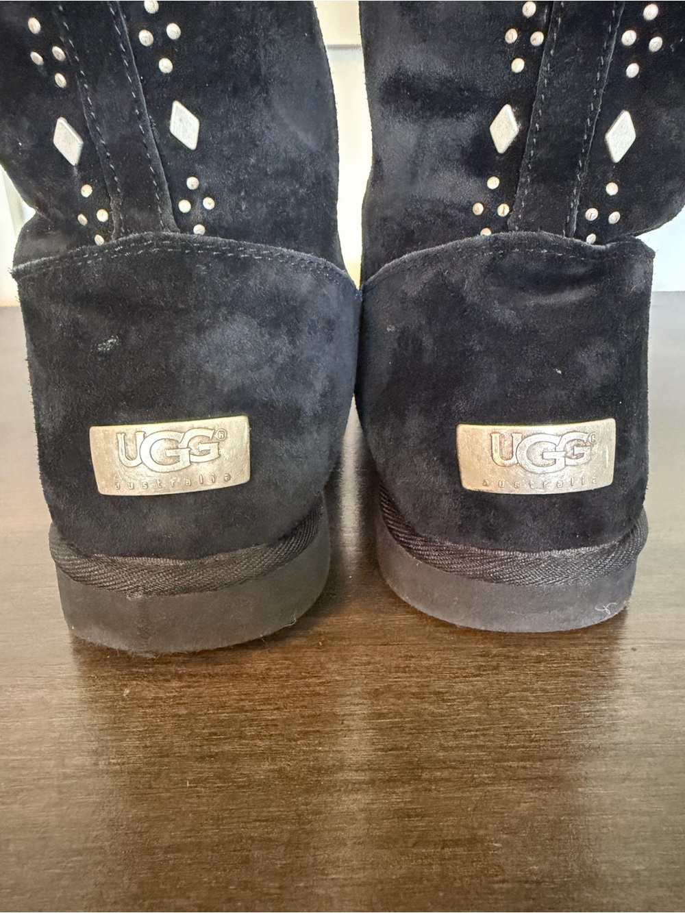 UGG Black Suede Studded Mid-Calf Boots - Picture 4 of 14